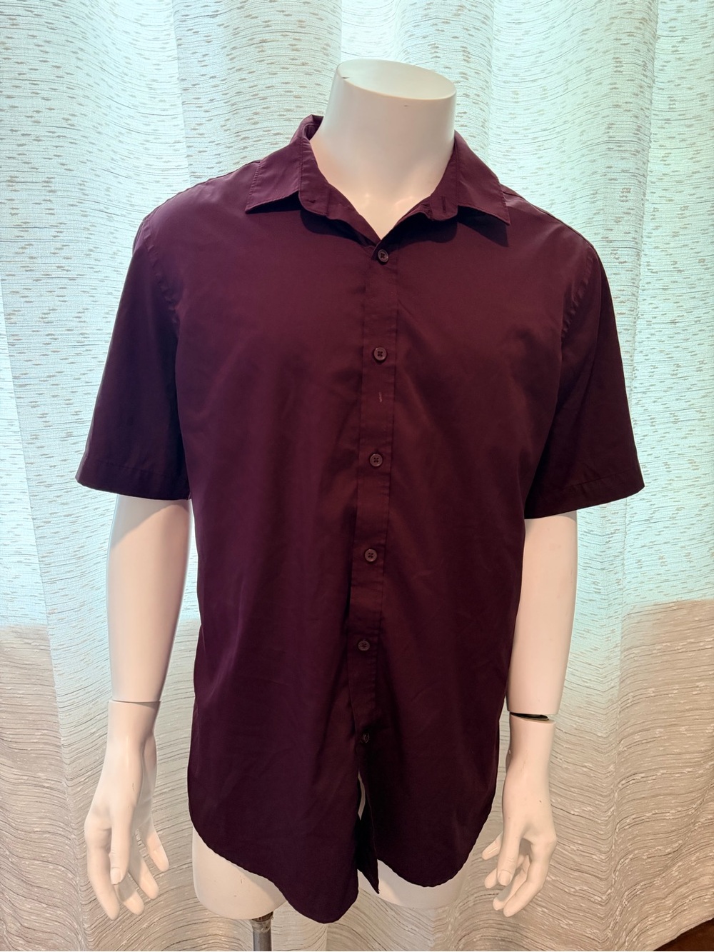 MIX&NY Performance Men’s L Burgundy Slim Fit Stretch Button Up Shirt